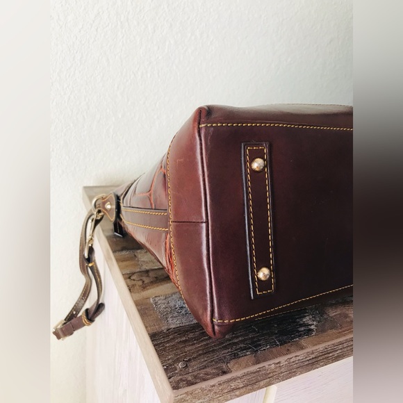 Dooney & Bourke Croc Embossed Double Pocket Satchel - Picture 7 of 12